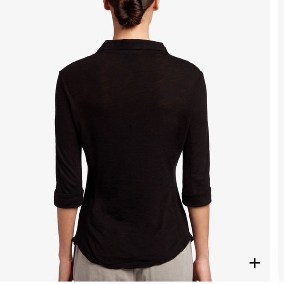 James Perse Sheer Slub Side Panel Shirt in black size 2 - Picture 3 of 6